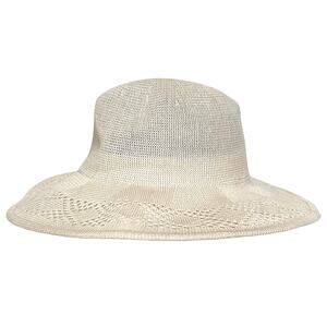 WYETH Women's Mesh Hat Packable Cream Evie Knit Fedora Sun Hat Cotton Blend OS